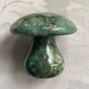 Mid Century Green Alabaster Marble Mushroom Paperweight